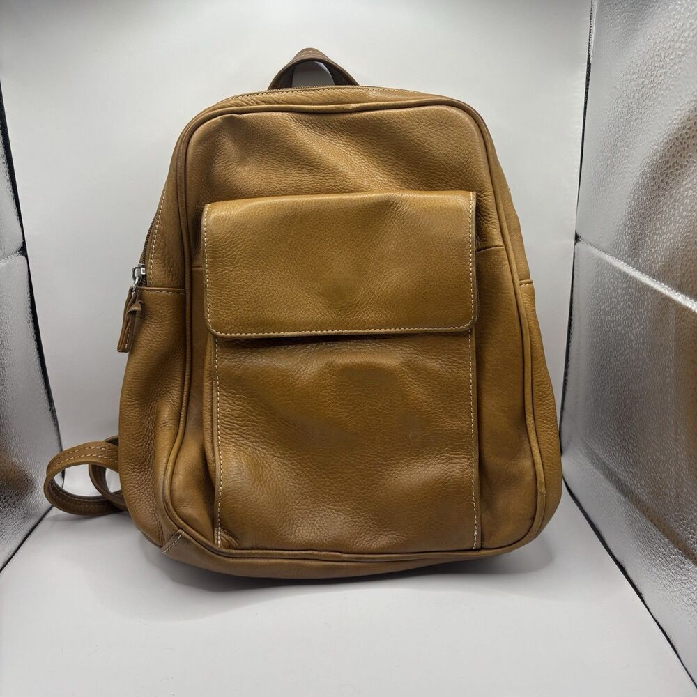 Tignanello Brown Leather Backpack Satchel Tote Bag Purse Womens Shoulder Handbag